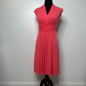 George Coral Ruched Waist Dress Women’s S (4-6) Sleeveless Draped V-Neck Y2K